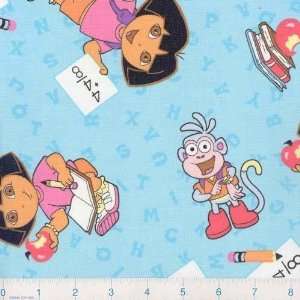  45 Wide Dora The Explorer School Girl Blue Fabric By The 