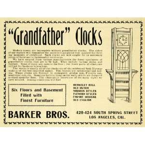 1902 Ad Grandfather Clocks Barker Bros. Los Angeles CA   Original 