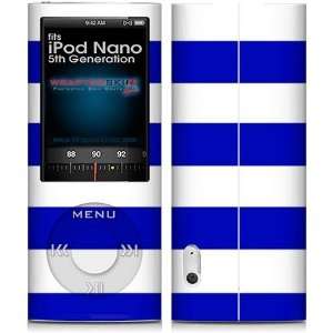 iPod Nano 5G Skin Kearas Psycho Stripes Blue and White Skin and Screen 