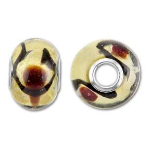  Murano Style Glass 10x14mm Gold Bleeding Roundel Bead (4 