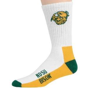  North Dakota State Bison Tri Color Team Logo Crew Socks 