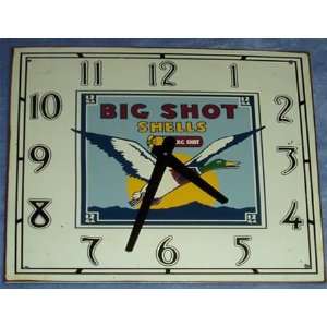    Large Big Shot Shells Duck Matchbox Tin Clock