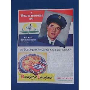 Bob Feller Cleveland Indians US Navy 1942 Wheaties Advertisement 
