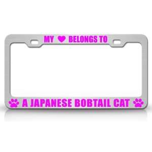 MY HEART BELONGS TO A JAPANESE BOBTAIL Cat Pet Auto License Plate 