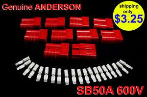 10 GENUINE ANDERSON CONNECTOR KITS, 6AWG,SB50A 600V,RED  