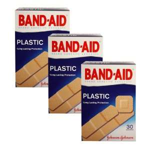  3 PACK Johnson & Johnson Band Aid 30 Plastic Assorted 