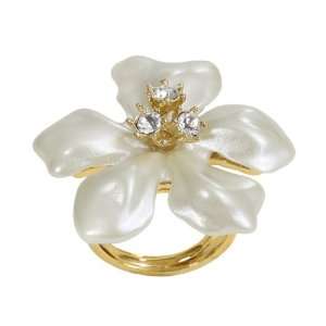   Pearl Ring Flower with Crystal Center Kenneth Jay Lane Jewelry