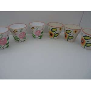  Terra Cotta Small Flower Pots Set of 6 Painted Designed on Each Pot 