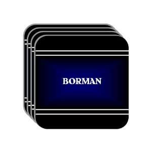 Personal Name Gift   BORMAN Set of 4 Mini Mousepad Coasters (black 