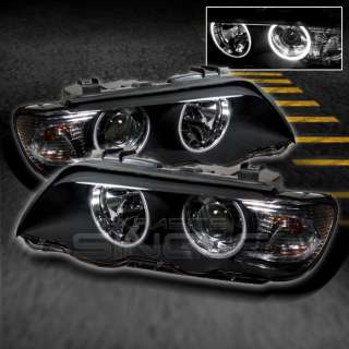 01 03 BMW E53 X5 DUAL CCFL HALO PROJECTOR BLACK HEADLIGHTS LAMPS 