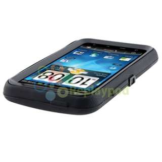 Black Double Layer Case+Car+AC Charger+Privacy LCD For HTC Inspire 4G 