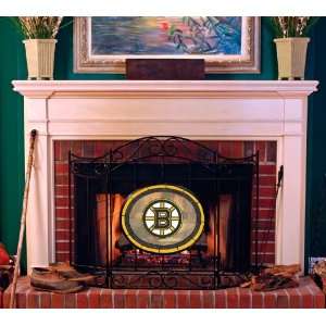 BOSTON BRUINS Team Logo STAINED GLASS FIREPLACE SCREEN (with a 16 by 