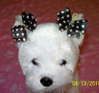 One Pair Polka dot DOG Hairbows double PRO GROOM bands  