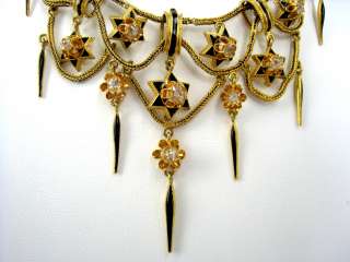 Mid 1800s French Napoleon III 2.0ct Diamond & Enamel 18K Gold Star 