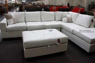 new leather sectional sofa couch free storage ottoman  