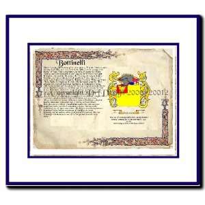  Bottinelli Coat of Arms/ Family History Wood Framed