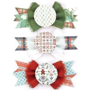  Nordic Holiday Bowties Paper & Fabric Layered Stickers 