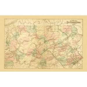  PENNSYLVANIA (PA) RAILWAY J.A. CALDWELL MAP 1877