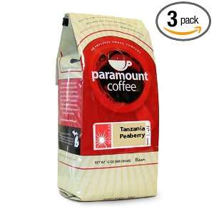 Paramount Tanzania Peaberry Bean, 12 Ounce Bags (Pack of 3)  