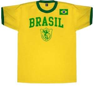  Brazil Soccer Style Ringer T Shirt