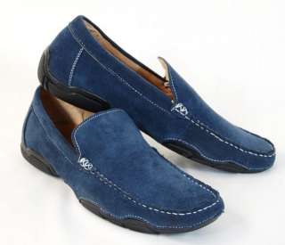 fw36/ Mens Blue Suede Shoes, Casual Loafers, US 8.5  