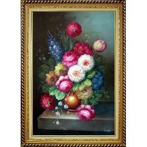  Exquisite Flowers Oil Painting, with Linen Liner Gold Wood 