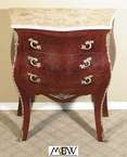 French Walnut Bombe Nightstand Bedside Table w/ Marble  