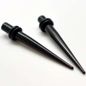 Black Ear Taper & Stretcher Gauge Ear Plugs ~ 6G ~ 4.1mm ~ Sold as a 
