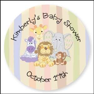  Zoo Crew   24 Round Personalized Baby Shower Sticker 