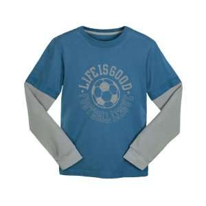 Life Is Good Boys Layered Tee Soccer Shirt Shadow  Sports 