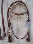 Medium Oil Western Tooled Leather Bridle Braided Rawhide Wrap Includes 