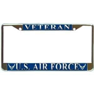  USAF US Air Force Veteran Chrome Metal License Plate Frame 