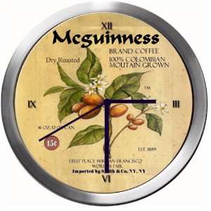  MCGUINNESS 14 Inch Coffee Metal Clock Quartz Movement 