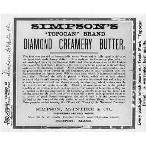   Topocan Brand Diamond Creamery Butter,McIntire