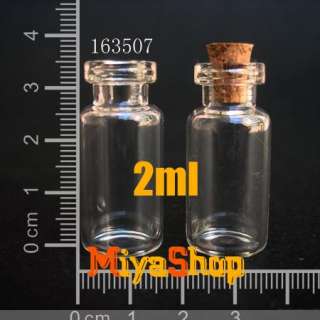 10 1000p Clear Glass Bottle Vial Cork 2ml Pyrex 163507  