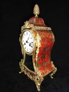 ANTIQUE FRENCH RED BOULLE CLOCK BY RAINGO FRERE APPROX 1840  