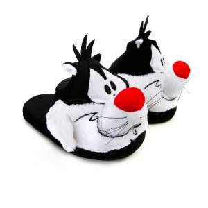 LOONEY TUNES SYLVESTER THE CAT FURRY PLUSH LADIES SLIPPERS S M L NEW W 