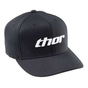  NEW THOR BASIC CURVED BILL HAT/CAP, BLACK/WHITE, SMALL 