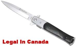 Spring Assisted Stiletto Pocket Knife Pakkawood Handle  