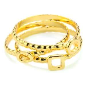  gorjana Tress Gold Tone 3 Piece Stackable Rings, Size 7 