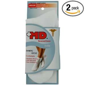 MD USA Standard Diabetic Reversed Seam Ankle White, Large 