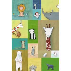  Zoo Animal Patchwork Canvas Reproduction