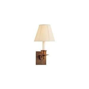 Studio Single Swing Arm Sconce in Hand Rubbed Antique Brass with Linen 