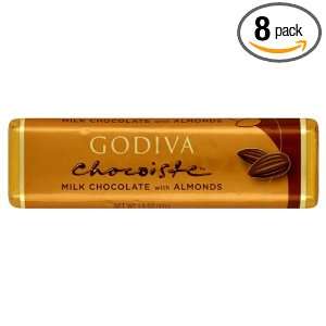 Godiva Milk Chocolate Bar with Almonds, 1.5000 ounces (Pack of 8 