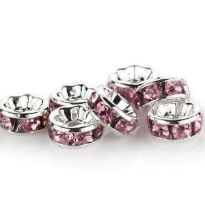   Swarovski Crystal Silver Plated with Rose Color Rondelle Spacer Bead