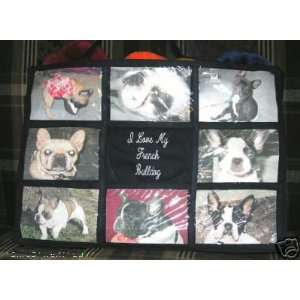  I Love My French Bulldog Personalized Photo Tote Bag Navy 
