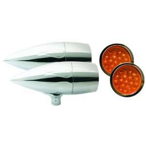   Mount Target LED Motorcycle Bullet Light with Deep French Bezel   Pair