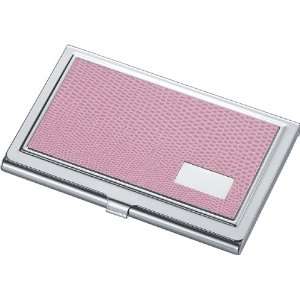   Pink Synthetic Leather Business Card Case for Women