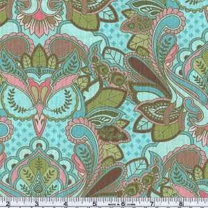  Full Moon Forest Owl Paisley Turquoise Fabric By The Yard 