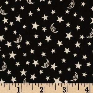  44 Wide Witching Hour Moon & Stars Black/White Fabric By 